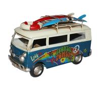 Nostalgie Blechauto Oldtimer Hippie Bulli Surfer Azul, 26 cm L