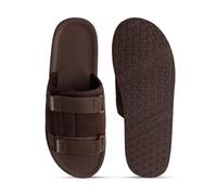 NoStrain Sandalias de plataforma para hombre | Ajuste de triple gancho y bucle | Soporte acolchado para el talón | Parte superior textil | Suela EVA lavable | Sandalias para hombre | Negro |, Marrón