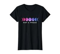 Not a Phase Luna LGBT Bisexual Camiseta, Mujer, Negro, L