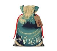 Not All Who Wander Are Lost 1 bolsa de regalo reutilizable de Navidad y festival, bolsas de embalaje de regalo, bolsas de tela elegantes hechas a mano