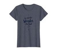 Not All Who Wander Are Lost - Cita de Viaje inspiradora Camiseta, Mujer, Azul Jaspeado, S