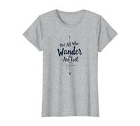 Not All Who Wander Are Lost - Cita de Viaje inspiradora Camiseta, Mujer, Gris Jaspeado, L