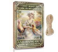 Not Allowed - Placa pintada para decoración de cocina de campo, decoración de mesa de entrada, arte de pared para baño, pollo de granja I Just Want To Work In My Garden And Hang Out With My Chickens