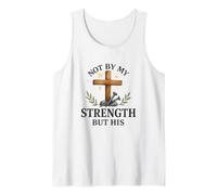 Not by My Strength But His Christian Cross Watercolor Camiseta sin Mangas