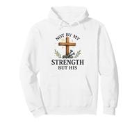 Not by My Strength But His Christian Cross Watercolor Sudadera con Capucha