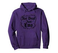 Not Dead Just EMO Anciano Gótico Música Nostalgia Sudadera con Capucha, Unisex para Adultos, Morado, XXL