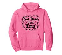 Not Dead Just EMO Anciano Gótico Música Nostalgia Sudadera con Capucha, Unisex para Adultos, Rosa Brillante, L
