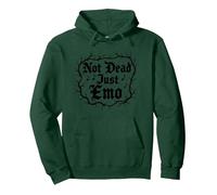 Not Dead Just EMO Anciano Gótico Música Nostalgia Sudadera con Capucha, Unisex para Adultos, Verde Bosque, S