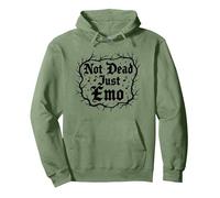 Not Dead Just EMO Anciano Gótico Música Nostalgia Sudadera con Capucha, Unisex para Adultos, Verde Salvia, S