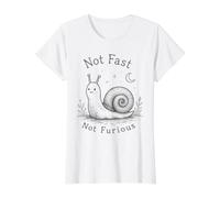 Not Fast Not Furious Funny Snail Camiseta gráfica económica, Mujer, Blanco, M