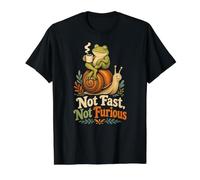 Not Fast Not Furious Vintage Frog Snail Coffee Slow Life Camiseta gráfica económica, Hombre, Negro, L