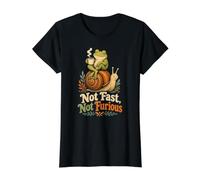Not Fast Not Furious Vintage Frog Snail Coffee Slow Life Camiseta gráfica económica, Mujer, Negro, XS