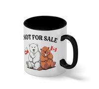 Not For Sale Canada & Greenland Funny Political Mug - Angry Beaver and Polar Bear Coffee Cup - Satire Novelty Gift Blanca taza de café con RIM Negro y manija Mug