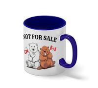 Not For Sale Canada & Greenland Funny Political Mug - Angry Beaver and Polar Bear Coffee Cup - Satire Novelty Gift Blanca taza de café con el borde azul y la manija Mug