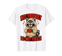 Not Friendly do Not Touch Raccoon Café Divertido Mapache Camiseta gráfica económica, Hombre, Blanco, S