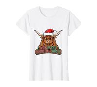 Not in The Christmas Moo-d Vaca Highland Camiseta gráfica económica, Mujer, Blanco, XS