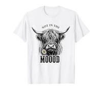 Not In The Moood Funny Highland Cow Pun Heilan Coo Daisy Camiseta