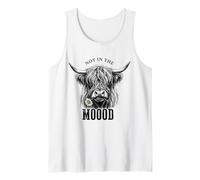 Not In The Moood Funny Highland Cow Pun Heilan Coo Daisy Camiseta sin Mangas