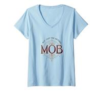 Not Just The Mother Mob Elegante Vintage Orgullo Familiar Camiseta Cuello V, Mujer, Azul Bebé, S