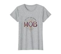 Not Just The Mother Mob Elegante Vintage Orgullo Familiar Camiseta, Mujer, Gris Jaspeado, S