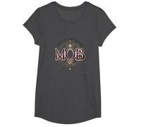 Not Just The Mother Mob Elegante Vintage Orgullo Familiar Camiseta, Niñas, Jaspeado Oscuro, Mediano