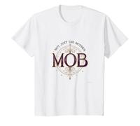 Not Just The Mother Mob Elegante Vintage Orgullo Familiar Camiseta, Niños, Blanco, 10 años