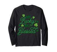 Not Lucky Just Blessed St Patrick's Day Girl Irish Shamrock Manga Larga