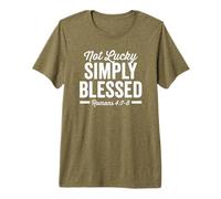 Not Lucky Simply Beessed St Patricks Fe Verso Biblia Verde Camiseta Premium