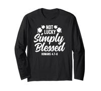 Not Lucky Simply Blessed, Vintage, St Patrick's Faith Green Manga Larga