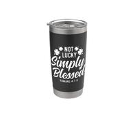 Not Lucky Simply Blessed, vintage, St Patrick's Faith Green Vaso térmico de acero inoxidable de doble pared