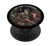 Not Now I'm Reading Book Goth Skeleton Horror Bookish Gothic PopSockets PopGrip Adhesivo