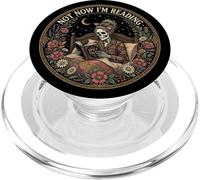 Not Now I'm Reading Book Goth Skeleton Horror Bookish Gothic PopSockets PopGrip para MagSafe