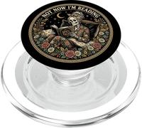 Not Now I'm Reading Book Goth Skeleton Horror Bookish Gothic PopSockets PopGrip para MagSafe
