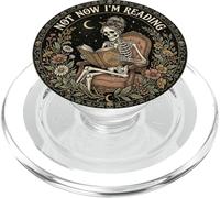 Not Now I'm Reading Book Goth Skeleton Horror Bookish Gothic PopSockets PopGrip para MagSafe