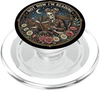 Not Now I'm Reading Book Goth Skeleton Horror Bookish Gothic PopSockets PopGrip para MagSafe