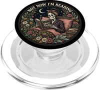 Not Now I'm Reading Book Goth Skeleton Horror Bookish Gothic PopSockets PopGrip para MagSafe