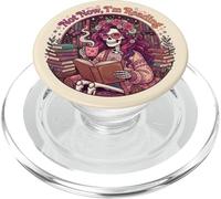 Not Now I'm Reading Book Lover Librarian Skeleton Bookish PopSockets PopGrip para MagSafe