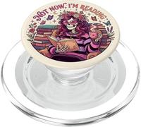 Not Now I'm Reading Book Lover Librarian Skeleton Bookish PopSockets PopGrip para MagSafe
