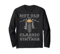 Not Old Just Classic and Vintage Biker Motorcycle Rider Hombre Manga Larga