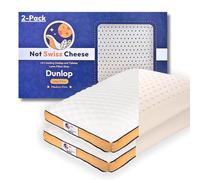 Not Swiss Cheese Paquete de 2 almohadas Dunlop de espuma de látex de firmeza media, tamaño Queen de 14 cm de alto, para mayor comodidad y alivio del estrés, almohadas duraderas de larga duración para