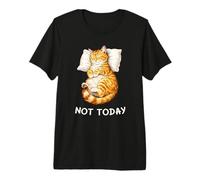 Not Today Lazy Sleeping Orange Cat Meme Funny Morning Mood Camiseta Premium