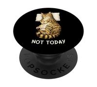 Not Today Lazy Sleeping Tabby Cat Meme Funny Morning Mood PopSockets PopGrip Adhesivo