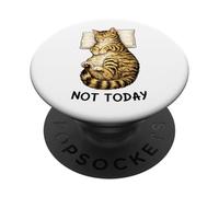 Not Today Lazy Sleeping Tabby Cat Meme Funny Morning Mood PopSockets PopGrip Adhesivo