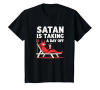 Not Today Satan: Cóctel de Vacaciones con sorbos de Diablo Camiseta, Niños, Negro, 3 años
