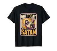 Not Today Satan Funny Jesus Christian Retro Camiseta