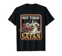 Not Today Satan Funny Jesus Christian Retro Camiseta