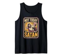 Not Today Satan Funny Jesus Christian Retro Camiseta sin Mangas