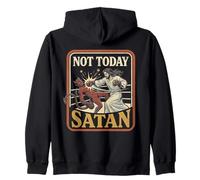 Not Today Satan Funny Jesus Christian Retro Sudadera con Capucha