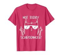 Not Today Schrödinger Gato Física Experimento Camiseta, Hombre, Rojo Jaspeado, S