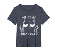 Not Today Schrödinger Gato Física Experimento Camiseta, Mujer Tallas Grandes, Azul Jaspeado, 1XL Grande